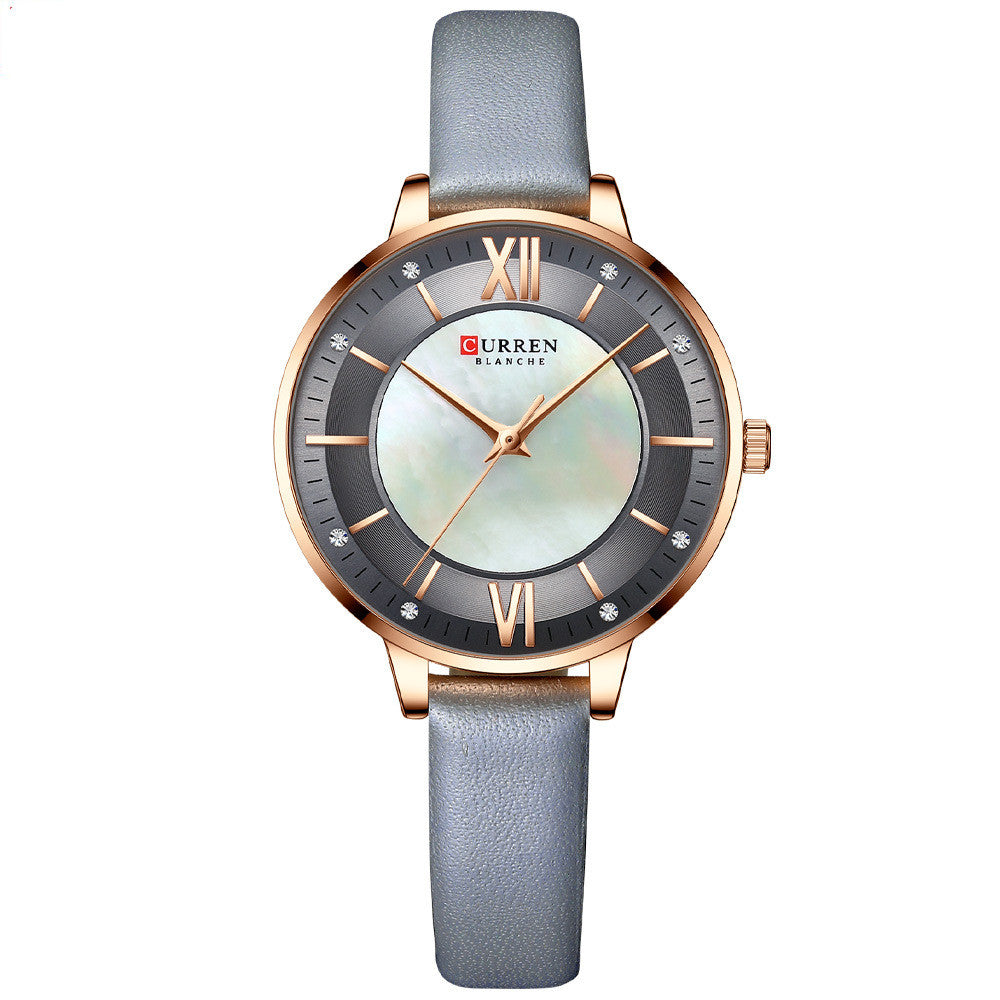 Elegant Women's Minimalist Leather Watch – Roman Numeral Dial