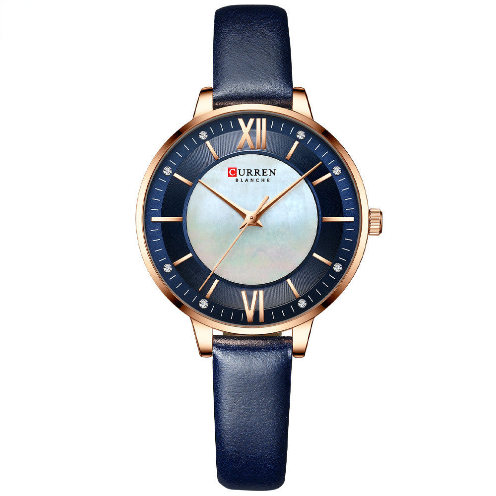 Elegant Women's Minimalist Leather Watch – Roman Numeral Dial