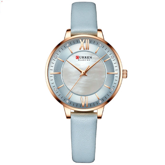 Elegant Women's Minimalist Leather Watch – Roman Numeral Dial