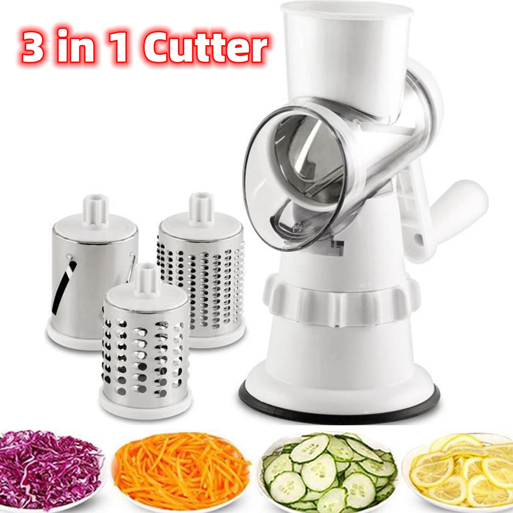 3-in-1 Vegetable Slicer & Grater – Manual Mandolin Shredder & Chopper