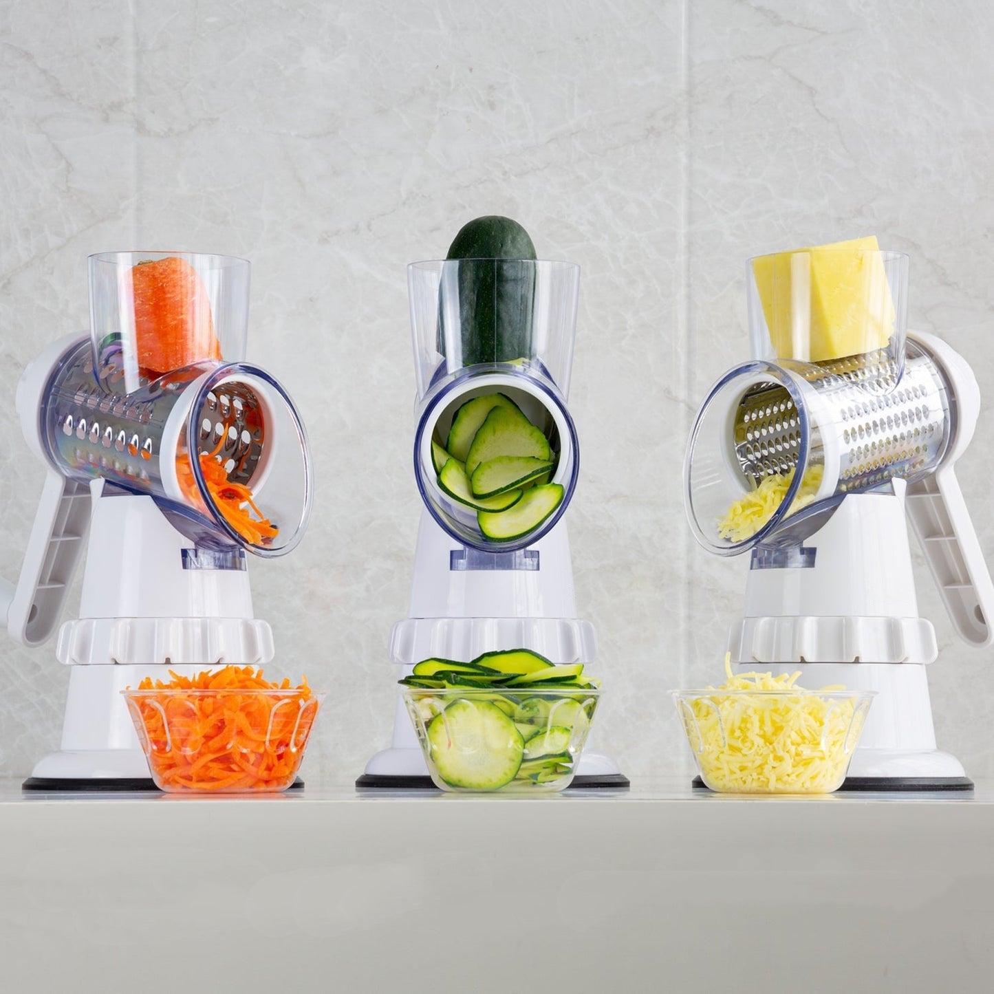 3-in-1 Vegetable Slicer & Grater – Manual Mandolin Shredder & Chopper