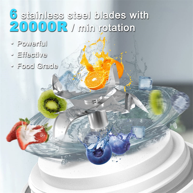 Portable Mini Blender – USB Rechargeable Personal Smoothie Maker with 6 Blades